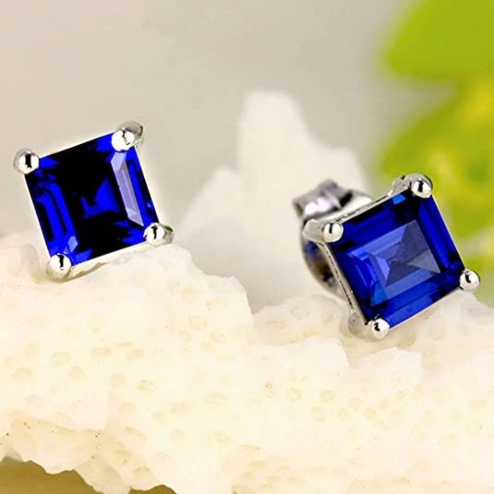 Sapphire 925 Silver Stud Earring
